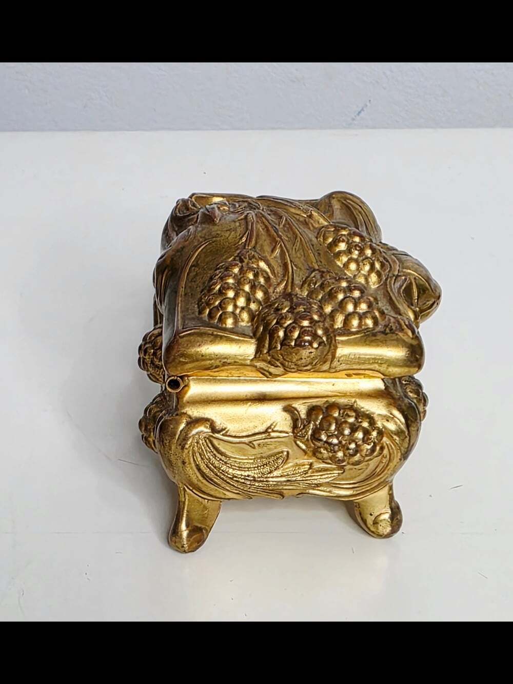 Antique 1800s Art Nouveau Ornate Gold Floral Jewellery Casket/Trinket Box - Picture 5 of 11